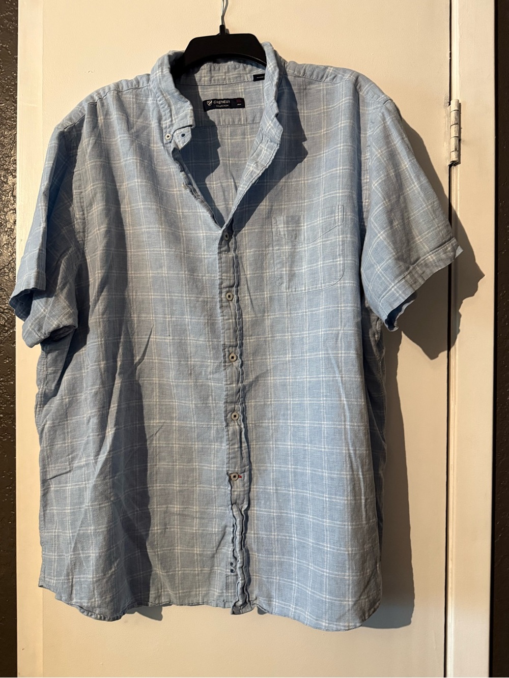 Daniel Cremieux Light Blue Plaid Short-Sleeve Button-Down Shirt